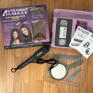The Straight To The Maxx™ Hair Straightening Ceramic Flat Iron, Mirror, Combs